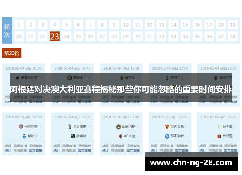 阿根廷对决澳大利亚赛程揭秘那些你可能忽略的重要时间安排 阿根廷对决澳大利亚赛程揭秘那些你可能忽略的重要时间安排